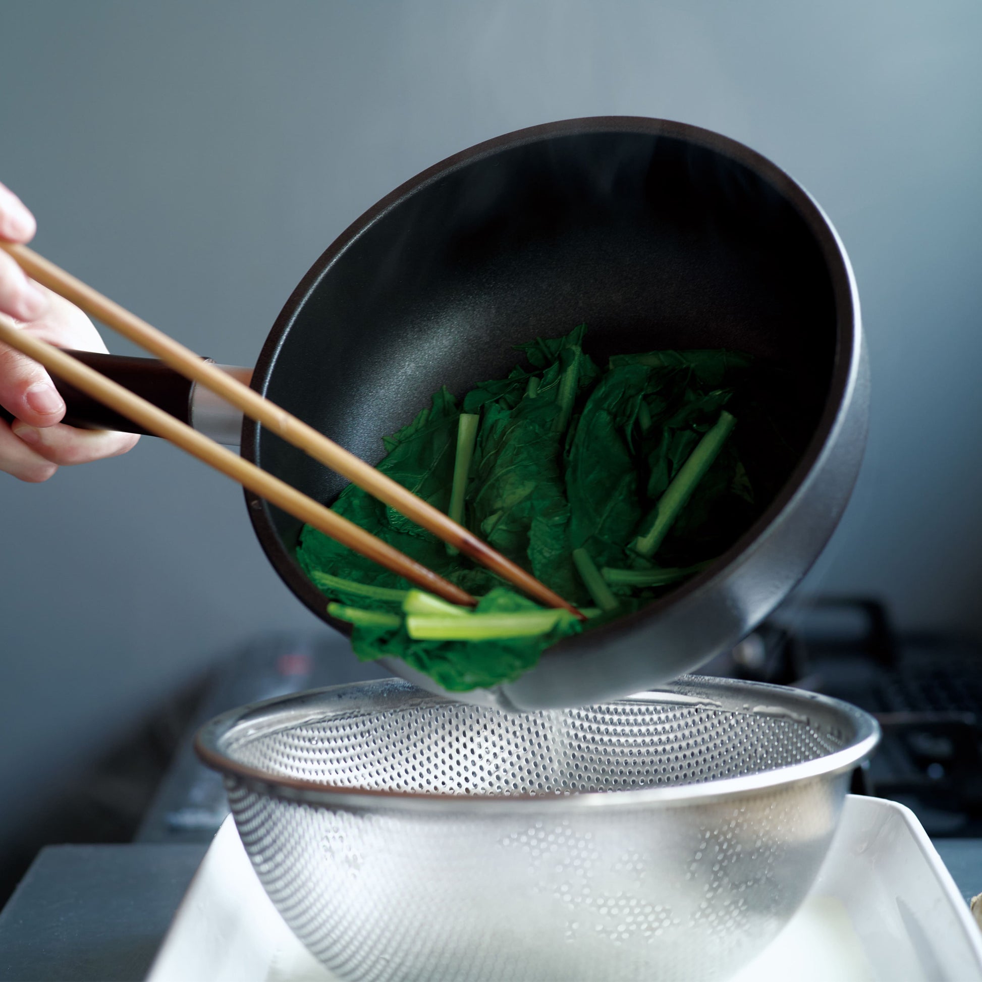 味わい鍋の片手18cmで茹でる