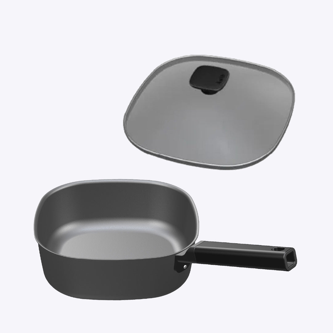 鉄製ひし形フライパン【深型】と 専用ガラス蓋のセット (IH対応) 4w1h
