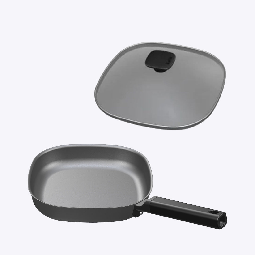 鉄製ひし形フライパン【浅型】と 専用ガラス蓋のセット (IH対応) 4w1h
