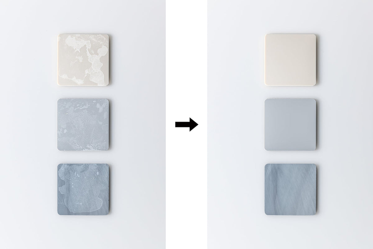 The Bath Cleaner 使用前、使用後の洗浄効果のイメージ 浴槽の内側（皮脂汚れ）