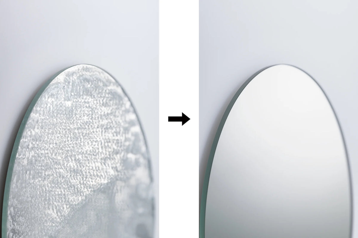 The Bath Cleaner 使用前、使用後の洗浄効果のイメージ 鏡の汚れ
