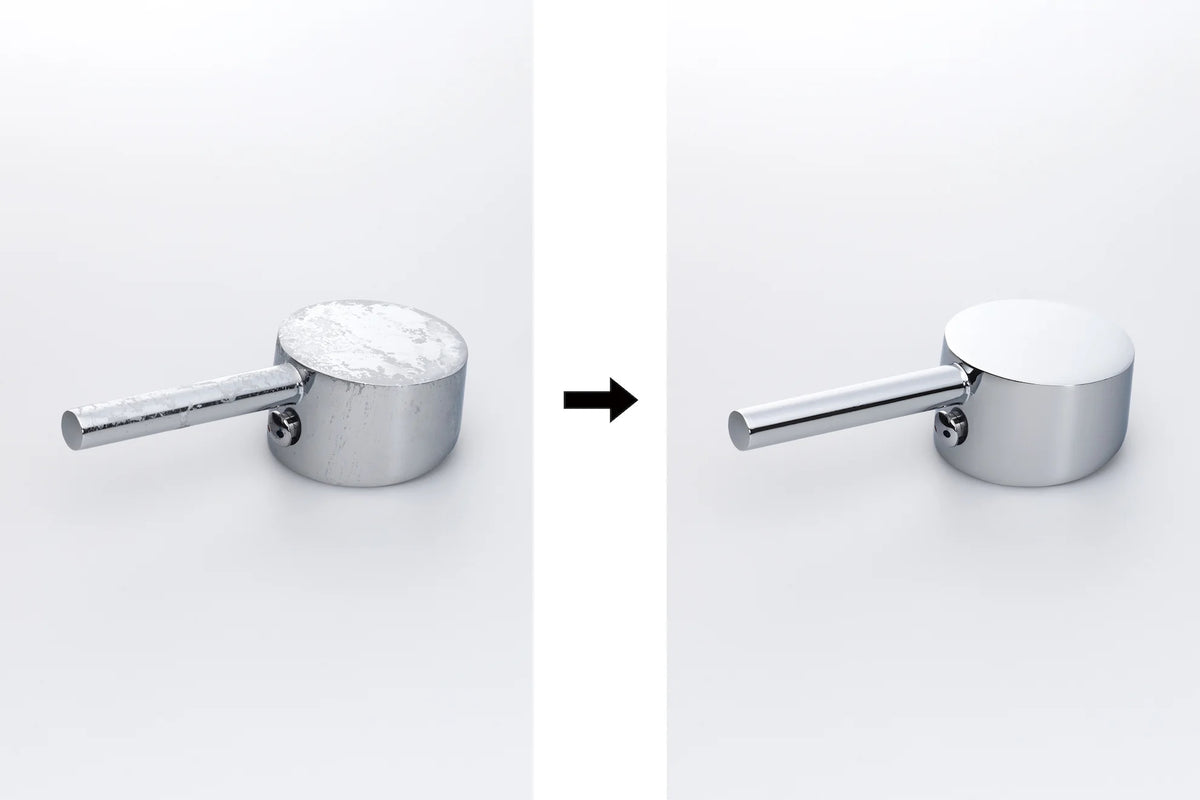 The Bath Cleaner 使用前、使用後の洗浄効果のイメージ 水栓（水アカ）